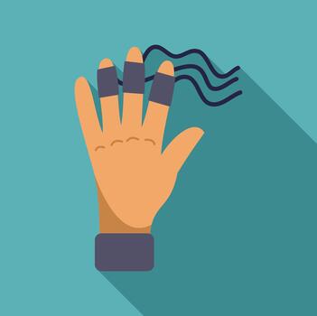 Hand with sensors interacting with haptic waves vector