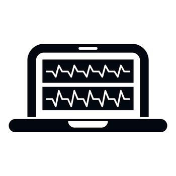 Portable computer showing cardiogram heartbeat medical data vector