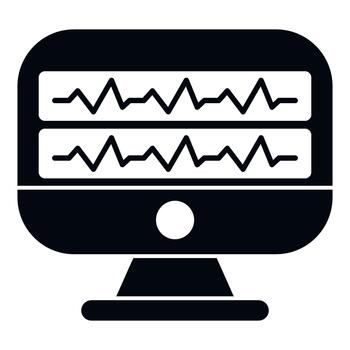 A computer monitor with a heartbeat icon vector