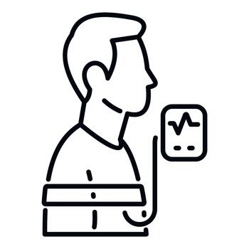 Man wearing heart monitor tracking health data vector