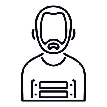 Prisoner man outline icon with identification number vector
