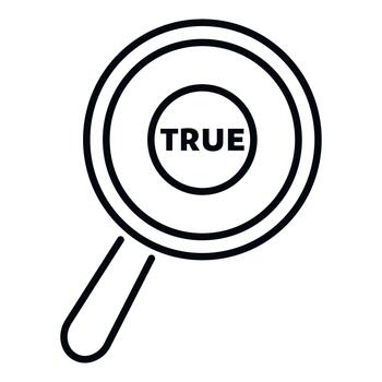 Magnifying glass finding true fact checking investigation vector