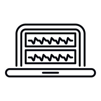 Laptop displaying waveform data analysis and diagnostics vector