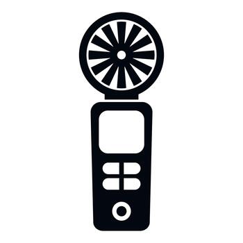 Handheld anemometer measuring wind speed and weather forecast vector