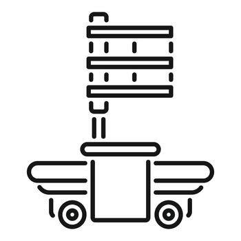 Textile manufacturing machine processing fabric line icon vector