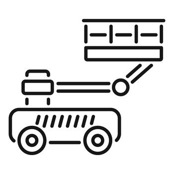 Automated robot arm loading items onto conveyor belt vector