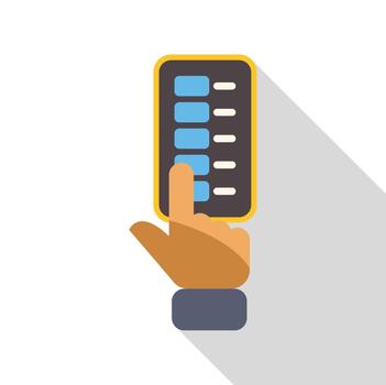 Hand interacting with apartment intercom system keypad vector