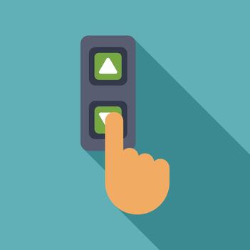 mano prensado ascensor llamada botón abajo flecha vector