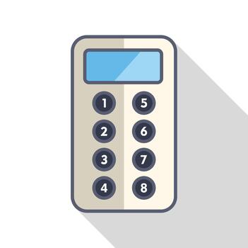 calculadora teclado con números y monitor plano diseño vector