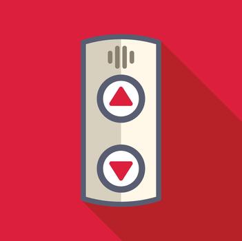 A red button with two arrows on it vector