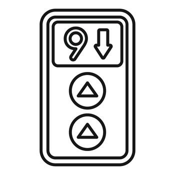 Elevator control panel with floor number and direction vector
