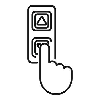 Hand pressing elevator call button going up vector