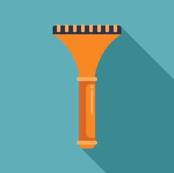 Orange ice scraper removing frost icon flat design vector