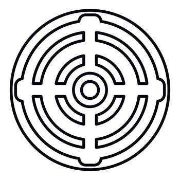 Circular maze symbol visualizing challenge or solution vector