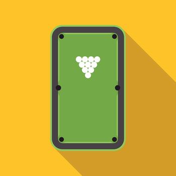 Pool table icon with racked balls displaying recreation game vector