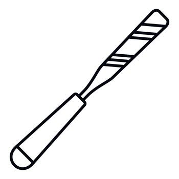 Chisel tool for woodworking and carpentry line art vector