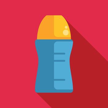 Roll on deodorant bottle icon on red background vector