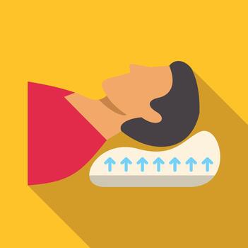 A man is sleeping on a pillow with arrows pointing up vector