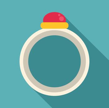 Ring with red ruby flat design icon vector