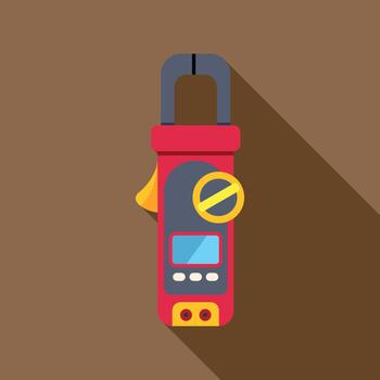 A flat icon of a meter with a red and black handle vector