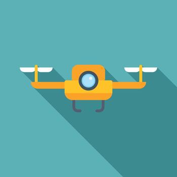 Drone quadcopter flying with camera icon in flat design vector
