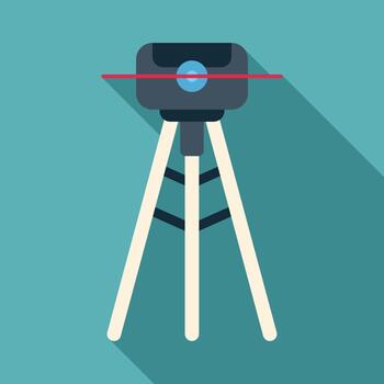 Laser level tool producing red line on tripod vector