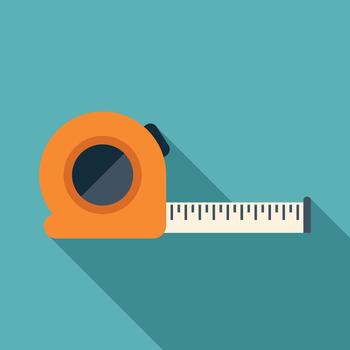 Tape measure tool extending, measuring length concept vector