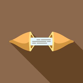 Fortune cookie broken open revealing message flat design vector