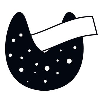 Black fortune cookie containing prediction message paper icon vector