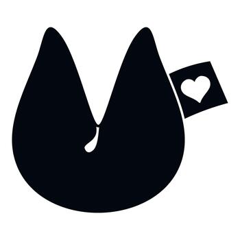 Fortune cookie with heart message showing love prediction vector