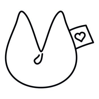 Fortune cookie line art with heart message vector