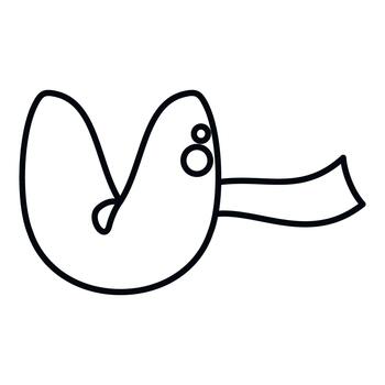 Fortune cookie with paper message line drawing vector