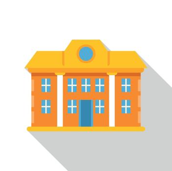 Building icon with columns and windows in flat design style vector