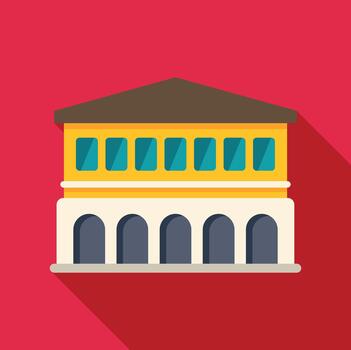 Building icon with flat design and long shadow vector