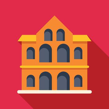 Building with arched windows flat design icon vector