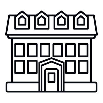 Building with multiple windows and dormer roof line art vector