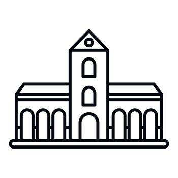 University building outline drawing icon campus architecture vector