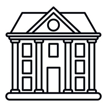 Outline icon representing a public building or classical structure vector