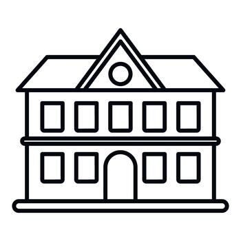 edificio icono demostración casa o colegio arquitectura vector