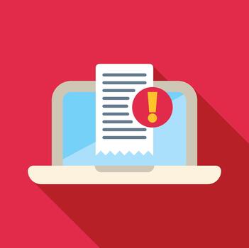 Online invoice payment error warning using laptop vector