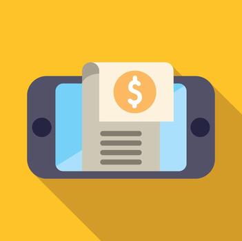 teléfono inteligente mostrando digital factura con dólar firmar vector