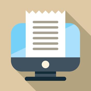computadora mostrando en línea recibo cuenta factura icono vector