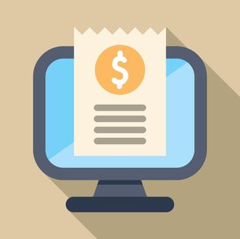 computadora pantalla mostrando en línea recibo para financiero transacción vector