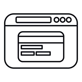 Browser window showing credit card payment transaction vector