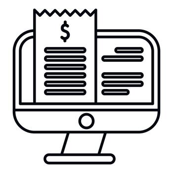 Computer monitor displaying online digital receipt icon vector