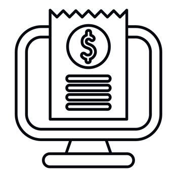 Online invoice appearing on computer monitor screen vector