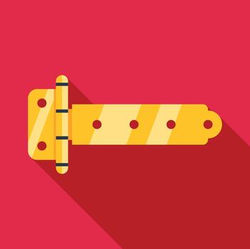 Golden flat design hinge hardware on red background vector