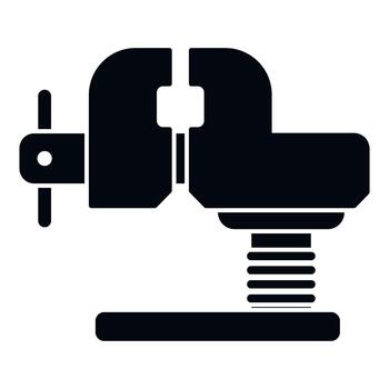 Bench vise gripping tool in workshop icon vector