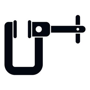 C clamp icon representing gripping and clamping tool vector