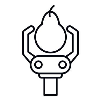 Robot arm picking pear representing agricultural automation vector